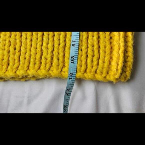 Lucky Brand Women's Cropped Knit Wool Sweater - Bright Yellow Size Medium - Picture 7 of 9